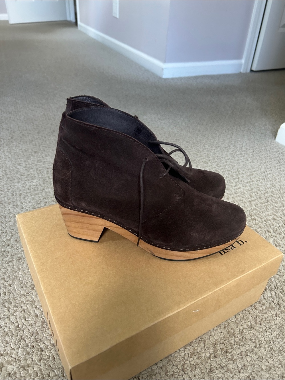 Women's Dark Brown Suede Lace-Up Ankle Bootie